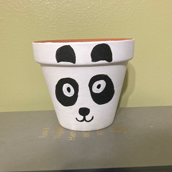 Panda Painted Terracotta Pot - Picture 2 of 2